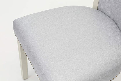 East West Furniture V027VE005-5 5 Piece Dinette Set for 4 Includes a Rectangle Dining Room Table with V-Legs and 4 Grey Linen Fabric Upholstered Parson Chairs, 40x72 Inch, Multi-Color
