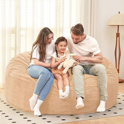 HABUTWAY Bean Bag Chair: Giant 6' Memory Foam Furniture Bean Bag Chair with Microfiber Cover - 6Ft,Khaki