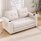 ERYE Modern Upholstered Loveseat Sofa Foldable Convertible Floor Sofabed W/Cupholders and Pockets, 3 Fold Tufted Futon Lounge Sofa with Pull Out Sleeper Couch Bed for Living Room Bedroom Studio