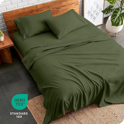Bare Home Full XL Sheet Set - Luxury 1800 Ultra-Soft Microfiber Full Extra Long Bed Sheets - Double Brushed - Deep Pockets - Easy Fit - 4 Piece Set - Bedding Sheets & Pillowcases (Full XL, Cypress)