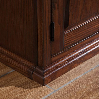 Leick Home 80360 Leaded Glass TV Stand For 65" TV's, Burnished Oak