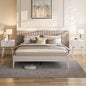 Bme Dinkee Signature Ivory White Queen Bed Frame Without Headboard - Modern & Minimalist Style with Acacia Wood - 12 Strong Wood Slat Support - Easy Assembly - No Box Spring Needed