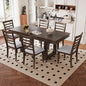 Merax 7 Piece Extendable Wooden Dining Table Set, Farmhouse Extendable with 18" Move Leaf, 78" Rustic and 6 Upholstered Chairs for Kitchen Room, Brown