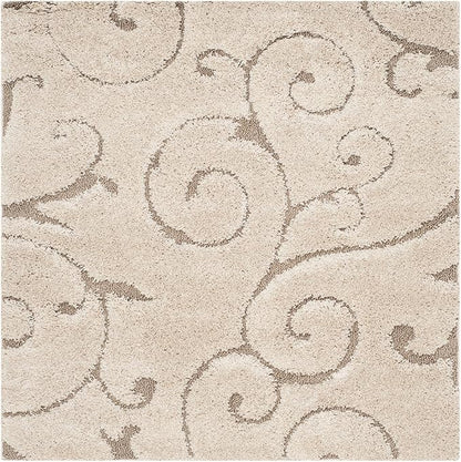 SAFAVIEH Florida Shag Collection Accent Rug - 3'3" x 5'3", Grey, Scroll Design, Non-Shedding & Easy Care, 1.2-inch Thick Ideal for High Traffic Areas in Entryway, Living Room, Bedroom (SG455-8013)