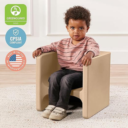 ECR4Kids Tri-Me Table and Cube Chair Set, Multipurpose Furniture, Sand, 3-Piece