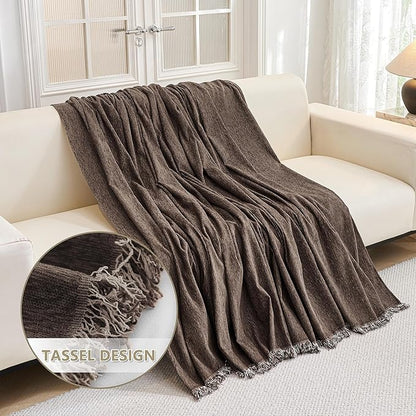 MYSKY HOME Couch Covers for 3 Cushion Couch Sofa, Sectional Couch Cover L Shape Chenille Couch Cushion Covers for Pets, Furniture Protector Cover for Dogs, Kids, 91"X150", Deep Chocolate