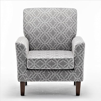 Container Furniture Direct Contemporary Accent Arm Chair with Birch Wood Frame and Velvet Upholstery, Armchair for Office and Living Room Decor, Removable Cushions, 03 Printed Fabric