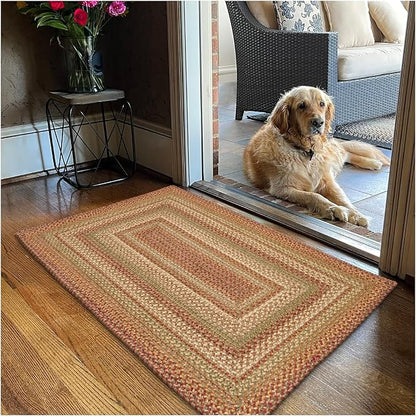 Homespice 20x30” Brown Rectangular Braided Rug. Harvest Brown Jute Rug. Uses- Entryway, Kitchen Rugs, Bathroom Rugs. Reversible, Rustic, Country, Primitive, Farmhouse Decor Rug