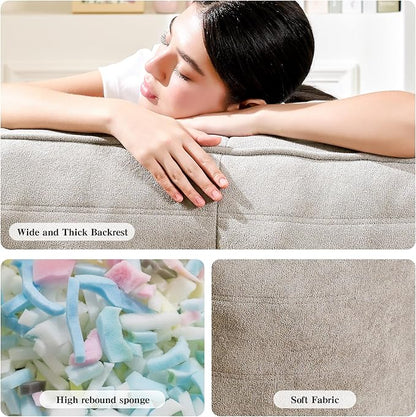 Bean Bag Chair with Ottoman, Comfy Bean Bag Sofa with Memory Foam, Lazy BeanBag Sofa with Footstool, Fireside Bean Bag Couch for Living Room, Bedroom, Apartment (Gray)