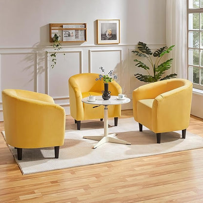 Yaheetech Yellow Chair, Accent Chair for Bedroom, Armchair for Living Room, Velvet Fabric Club Chair with Soft Padded Seat and Sturdy Legs for Bedroom Waiting Room, Yellow