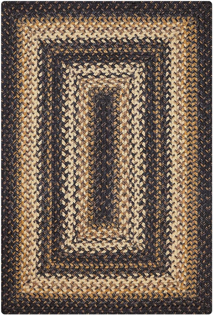 Homespice Kilimanjaro Jute Black Braided Area Rug 4x6' for Living Room, Bedroom and Dining Room. Pet Friendly. Decor Styles- Farmhouse Rug, Rustic, Vintage, Cottage, Primitive, Country, Boho Rug