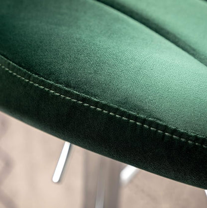 Roundhill Furniture Ellston Velvet Adjustable Swivel Barstools in Green, Set of 2