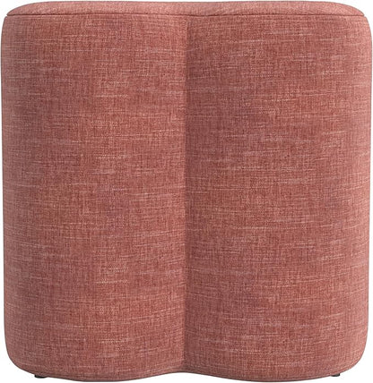 HomePop Upholstered Clover Shaped Ottoman (No Lid, Seat Only) Home Décor | Foot Rest Pouf – Pink Chenille