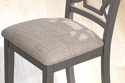 Signature Design by Ashley Wrenning Modern Diamond Patterned Counter Height Dining Table and 4 Upholstered Bar Stools with 2 Shelves, Set of 5, Gray & Light Gray