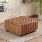 Christopher Knight Home Reyno Upholstered Ottoman with Storage for Living Room, Faux Leather Storage Ottoman Foot Rest with Side Drawers, Modern Square Coffee Table with Wooden Frame, Brown