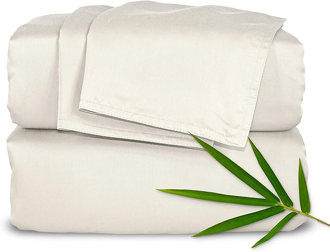Twin XL Sheets by Pure Bamboo, Genuine 100% Organic Viscose Derived from Bamboo Bed Sheet Set, Luxuriously Soft & Cooling, Double Stitching, Lifetime Quality Promise (Twin XL, Ivory)