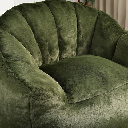 Furniliving Bean Bag Chair, Giant Bean Bag Chair Stuffed Floor Sofa for Adults Comfy Bean Bag Sofa with Back Support, Oversized Bean Bag Couch for Living Room Bedroom Dorm Office, Faux Leather, Green