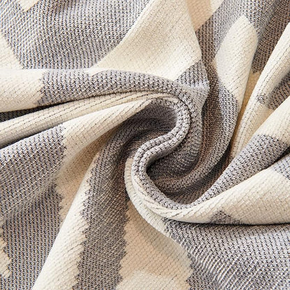 STACYPIK Durable Chenille Gray Beige Sofa Cover Boho Triangle Slipcover Furniture Protector Washable Armchair Couch Cover for 2 Cushion Couch Non-Slip Jacquard Sofa Protector Pet Friendly-71X90IN
