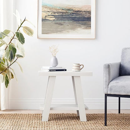 Roundhill Furniture Athens Contemporary Wood Shelf Side Table, White