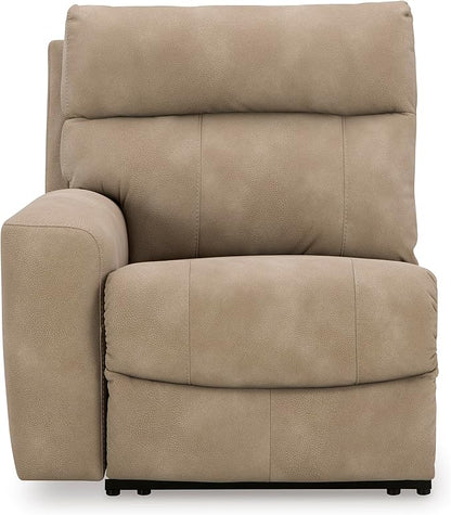 Signature Design by Ashley Next-Gen DuraPella Contemporary Faux Leather Modular Wall Hugger 3-Piece Power Reclining Sectional Loveseat with Console, Adjustable Headrest and USB Ports, Light Brown