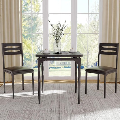 GarveeHome Dining Table Set for 2, Dining Table and Chairs Set of 2, 3 Piece Dining Table Set with Spiral Table Legs for Small Spaces, Kitchen, Apartment, Black