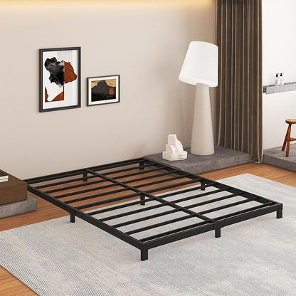 5 Inch Low King Size Bed Frame, Heavy Duty Bed Frame King Size Low Profile, No Box Spring Needed, Easy Assembly, Noise Free, Black