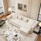 KEIKI 3-in-1 Velvet Chesterfield Sofa Bed with Ottoman, Convertible King Size Sleeper Couch, Rolled Arm Design, Comfortable 3-Seater for Living Room or Bedroom, Beige