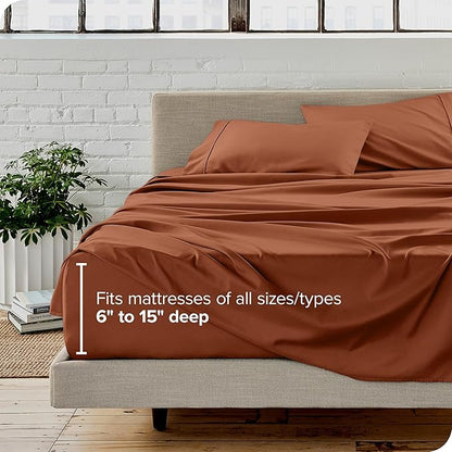 Bare Home King Sheet Set - Luxury 1800 Ultra-Soft Microfiber Queen Bed Sheets - Double Brushed - Deep Pockets - Easy Fit - 4 Piece Set - Bedding Sheets & Pillowcases (King, Terracotta)