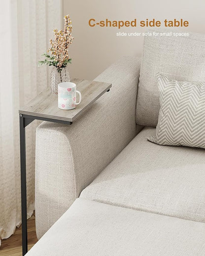 TUTOTAK C Shaped End Table, Small Side Table, Set of 2, 28.7 inch Tall Couch Table, Sofa Table, Living Room, Bed Room, Greige TB01BG0712