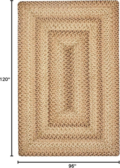 Homespice Cookie Dough Braided Jute Brown Rug 8x10' - Rustic Country Rugs for Living Room and Dining Room