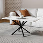 Faux Marble Coffee Table, Rectangle Modern Style Sintered Stone Living Room Table with Metal Legs for Home Office Living Room (White, 40" x 20" x 18")