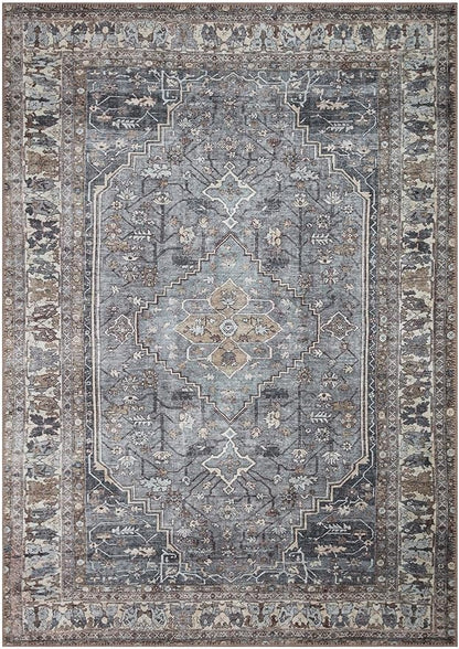 Keen Home Design 6x9 Rug - Machine Washable Area Rug with Non-Slip Backing, Ideal for Living Room, Dining Room, Bedroom - Vintage, Easy Clean, Durable, Low Pile Rug - (6' x 9')