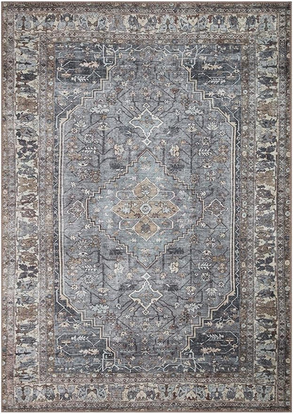 Keen Home Design 9x12 Rug - Machine Washable Area Rug with Non-Slip Backing, Ideal for Living Room, Dining Room, Bedroom - Vintage, Easy Clean, Durable, Low Pile Rug - (9' x 12')