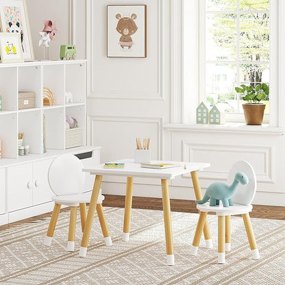 UTEX Kids Table with 2 Chairs Set for Toddlers, Boys, Girls, 3 Piece Kiddy Table and Chairs Set, White
