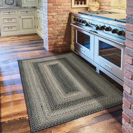 Homespice Flint Hill Braided Rugs Runners 22x72 - Gray Jute Kitchen Runner for Primitive Decor