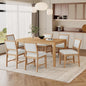 Merax 7 Pieces Retro Dining Set for 6, Rectangular Wood Dining Table with 6 Upholstered Chairs for Kitchen, Living Room, Natural