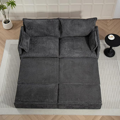 Furnimart 73.6" King Size Pull Out Sofa Bed, 3 in 1 Convertible Sleeper Bed with USB/C-Type Charging Ports & Side Pockets, Modern Futon Couch for Living Room, Apartment, Bedroom, Corduroy Dark Grey
