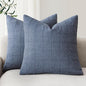 Foindtower Set of 2 Decorative Linen Check Throw Pillow Covers Neutral Farmhouse Vintage Cushion Covers Modern Coastal Boho Home Decor for Sofa Chair Couch Bedroom Living Room Outdoor,18×18 Inch,Blue