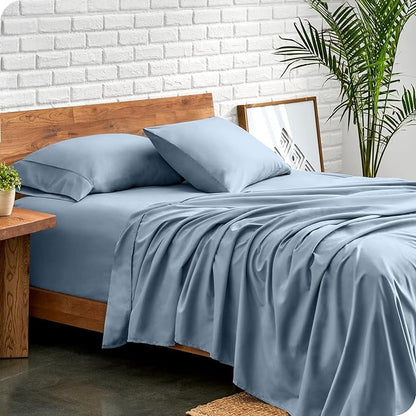 Bare Home Full XL Sheet Set - Luxury 1800 Ultra-Soft Microfiber Full Extra Long Bed Sheets - Double Brushed - Deep Pockets - Easy Fit - 4 Piece Set - Bedding Sheets & Pillowcases (Full XL, Dusty Blue)