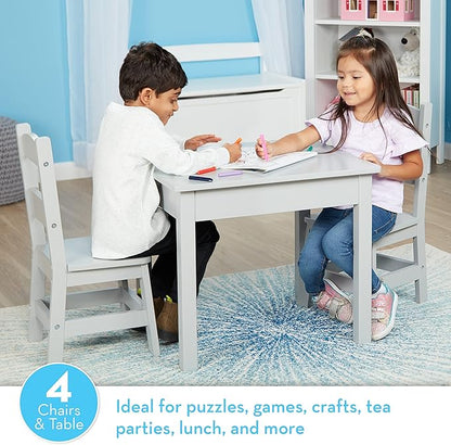 Melissa & Doug Wooden Table & Chairs-Gray Kids Furniture , Grey