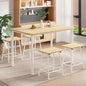VECELO Kitchen Table and Chairs for 4, Dining Room Set with Chairs/Stools, Heavy-Duty Metal Frame with Wooden Tabletop for Small Spaces, Easy Assembly, Natural Oak