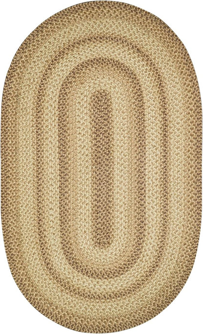 Homespice Cookie Dough Jute Braided Kitchen Rugs 27x45 - Country Style Small Brown Rug for Rustic Decor