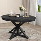 Need 42 Inch Round Dining Table Extendable to 54 Inch with 12" Leaf, Retro Expandable Kitchen Table for Dining Room & Living Room, Solid Wood (Espresso)