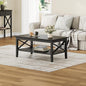 ChooChoo Oxford Coffee Table with Thicker Legs, Black Wood Coffee Table with Storage for Living Room