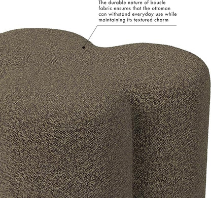 HomePop Upholstered Clover Shaped Ottoman (No Lid, Seat Only) Home Décor | Foot Rest Pouf – Dark Brown Boucle