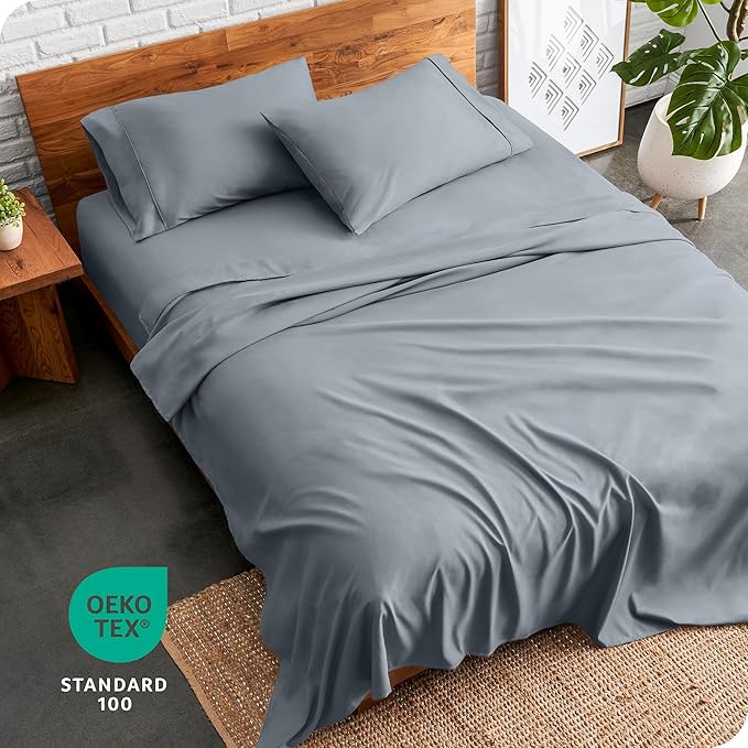 Bare Home Twin Sheet Set - 1800 Ultra-Soft Microfiber Bed Sheets - Double Brushed - Deep Pockets - Easy Fit - 3 Piece Set - Bed Sheets (Twin, Steel Blue)
