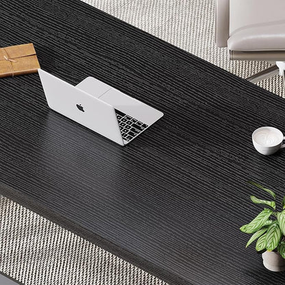 LVB Modern Black Computer Desk, Long Industrial Home Office Desk for Student, Large Metal Wood Writing Study Computer Table, Farmhouse Executive Simple Gaming PC Work Desk for Bedroom, Black, 60 Inch