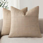 Foindtower Set of 2 Decorative Linen Check Throw Pillow Covers Neutral Farmhouse Vintage Cushion Covers Modern Coastal Boho Home Decor For Sofa Chair Couch Bedroom Living Room Outdoor,18×18 Inch,Camel