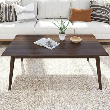 Plank+Beam 48 Inch Mid Century Modern Coffee Table, Wood Coffee Tables for Living Room, Rectangular Center Table, Occasional Table for Small Spaces, Walnut