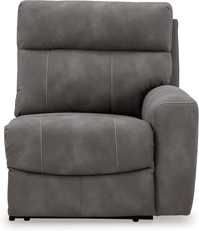 Signature Design by Ashley Next-Gen DuraPella Contemporary Faux Leather Modular Wall Hugger 3-Piece Power Reclining Sectional Loveseat with Console, Adjustable Headrest and USB Ports, Gray